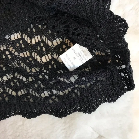 Miou Muse Black Middle of the Night Crochet Cropped Top size Medium - Picture 7 of 7